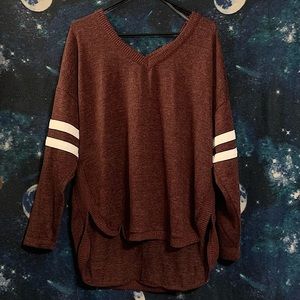 Almost Famous V-Neck Sweater Maroon Crossback Casual Women’s Clothing Size 2X